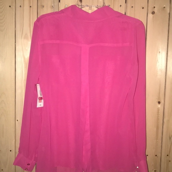 Bisou Bisou Sheer Pink Blouse S NWT - Picture 6 of 8